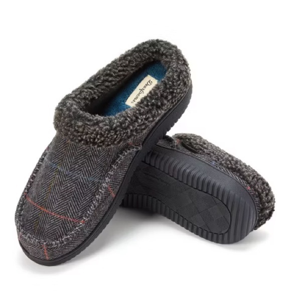 Dearfoams Men's Marshall Microsuede Moccasin Toe Clog House Shoe Slipper, NEW - Picture 3 of 7